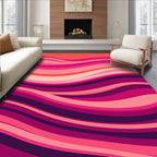 Vibrant Pink Wavy Abstract Design Rug