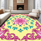 Vibrant Floral Swirl Pattern Rug