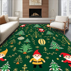 Festive Gnome And Christmas Tree Scene Rug