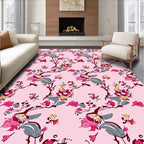 Pink Floral Branch Pattern Rug