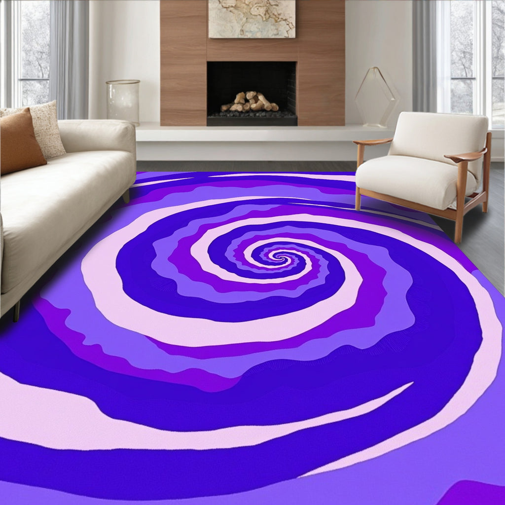 Vibrant Purple Swirl Abstract Rug