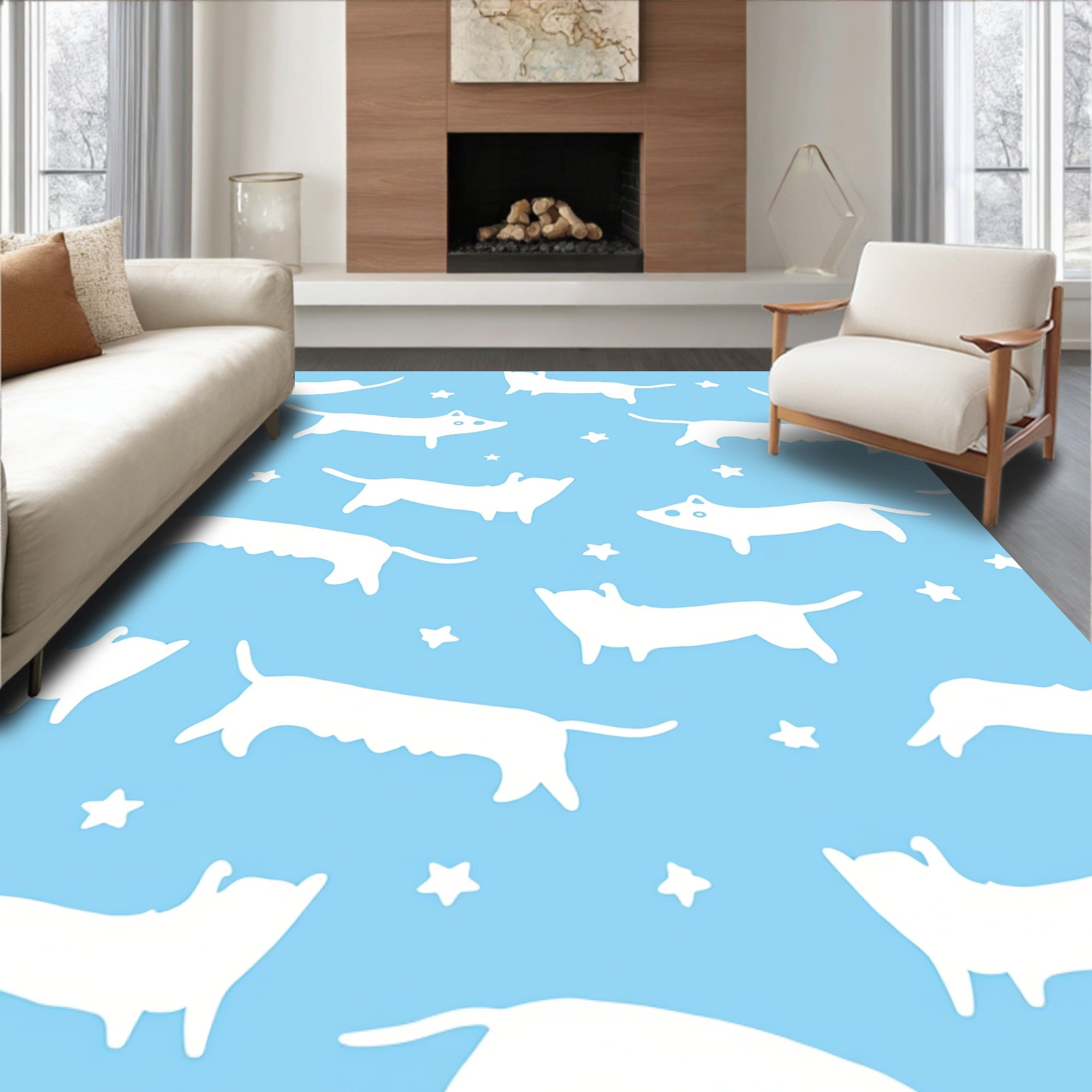 Whimsical Dog Starry Sky Rug