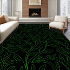Vibrant Green Leafy Vine Pattern Rug