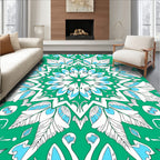 Green White Blue Mandala Pattern Rug
