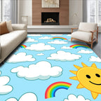 Happy Sun Rainbow Sky Pattern Rug