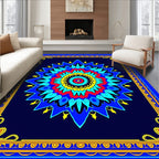 Bold Geometric Mandala Blue Rug