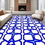 Interlocking Geometric Blue Pattern Rug