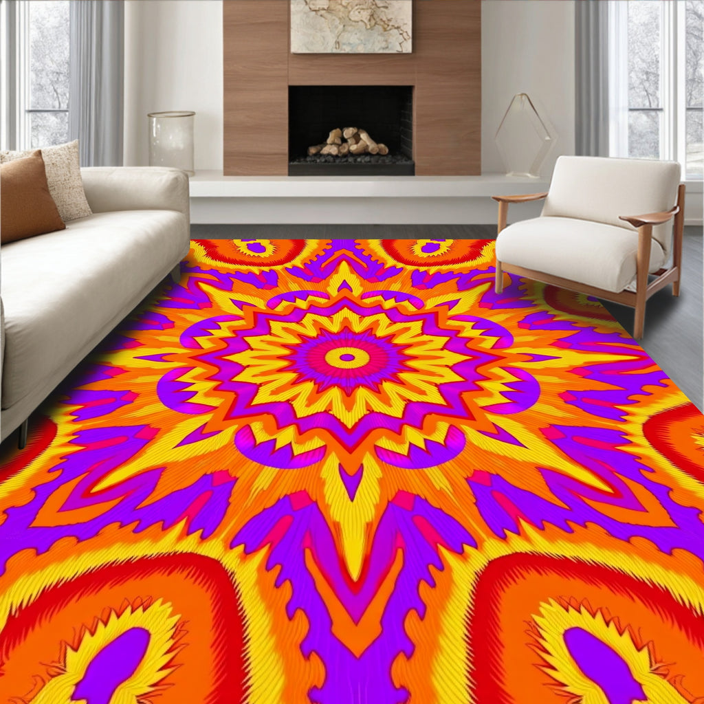 Kaleidoscope Starburst Vivid Mandala Rug