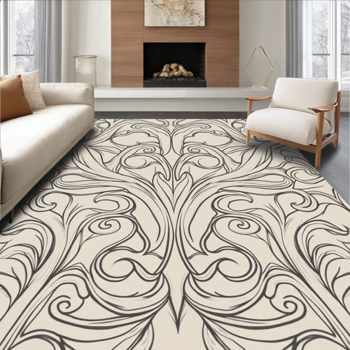 Antique Floral Scroll Pattern Rug