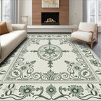 Classic Floral Ornamental Border Design Rug