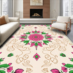 Pink Floral Harmony With Swirls Design Rug