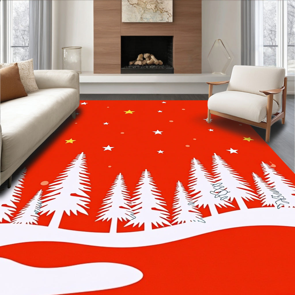 Winter Forest with Starry Sky Design Rug