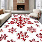 Red Snowflake Patterned Decorative Design Rug