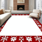 Winter Snowflake Floral Decorative Border Rug