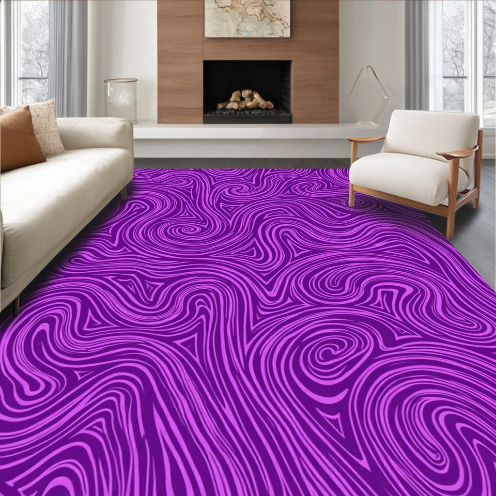 Purple Swirling Wave Abstract Rug