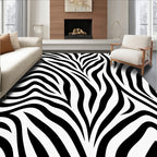 Black White Striped Pattern Rug