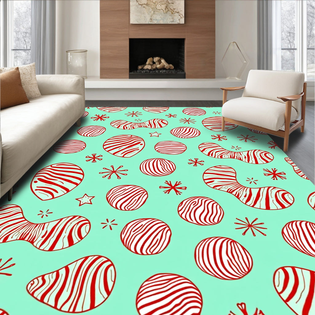 Red And White Swirl Abstract Pattern Rug