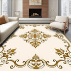 Classic Gold Leaf Scrollwork Pattern Rug