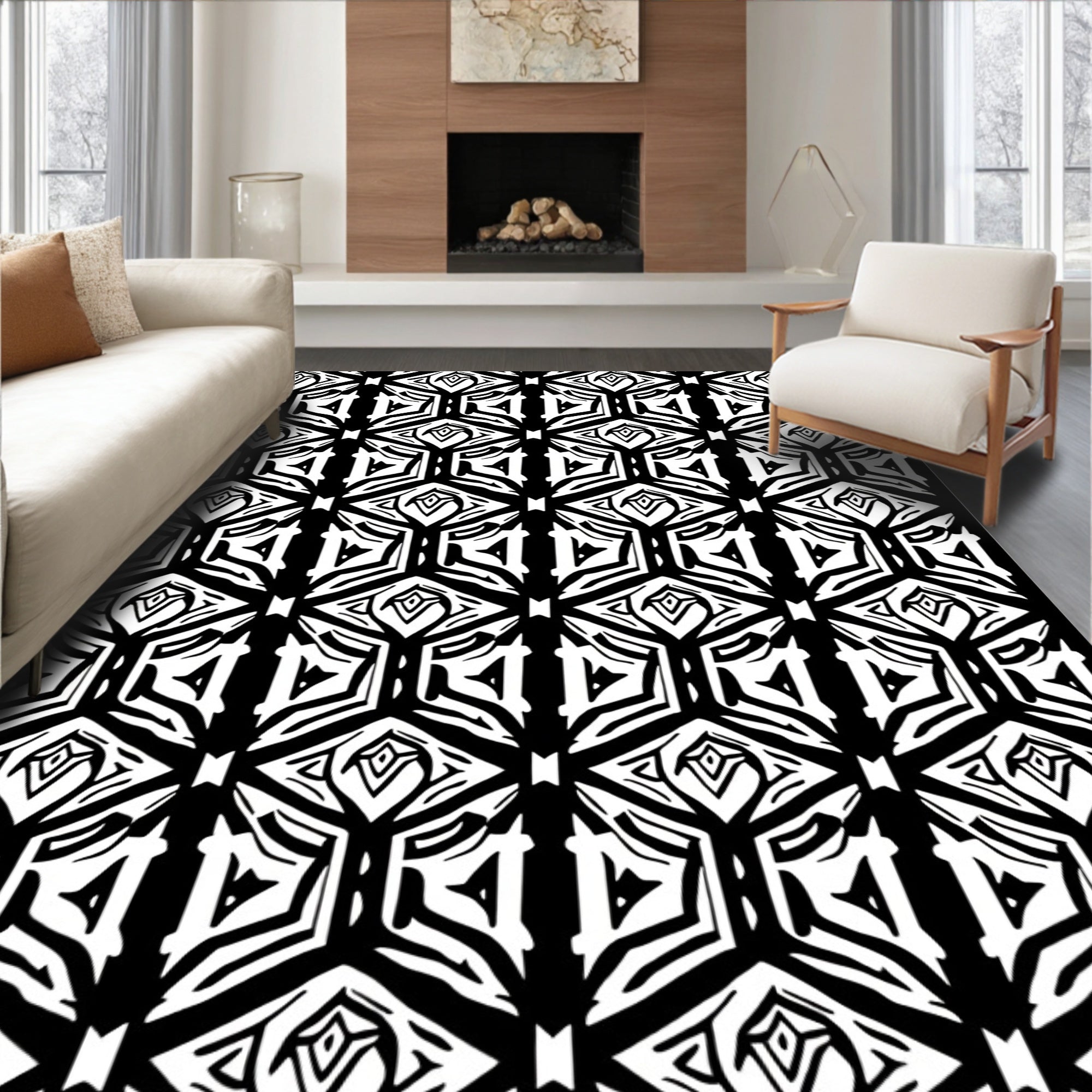 Abstract Geometric Tribal Pattern Rug