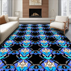 Bold Blue White Symmetry Design Rug
