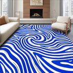 Vivid Blue White Swirl Design Rug