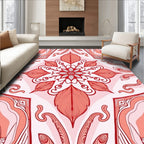 Intricate Blooming Red Mandala Pattern Rug