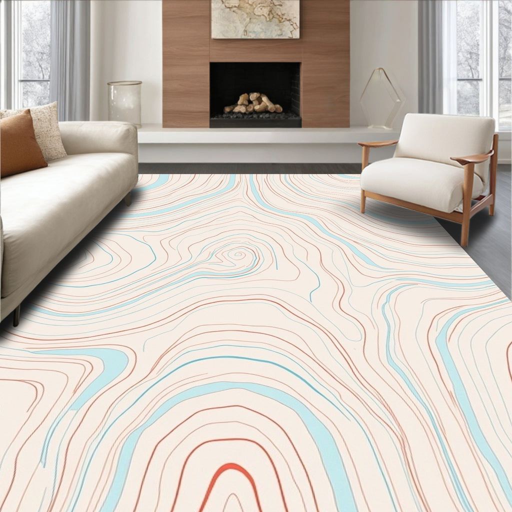 Abstract Topographic Line Art Rug