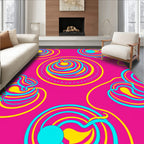 Vivid Pink Swirls With Yellow Blue Accents Rug