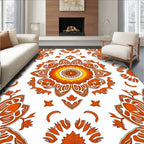 Orange Golden Radiant Mandala Design Rug