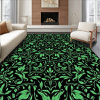 Vibrant Green Vines Scrollwork Rug