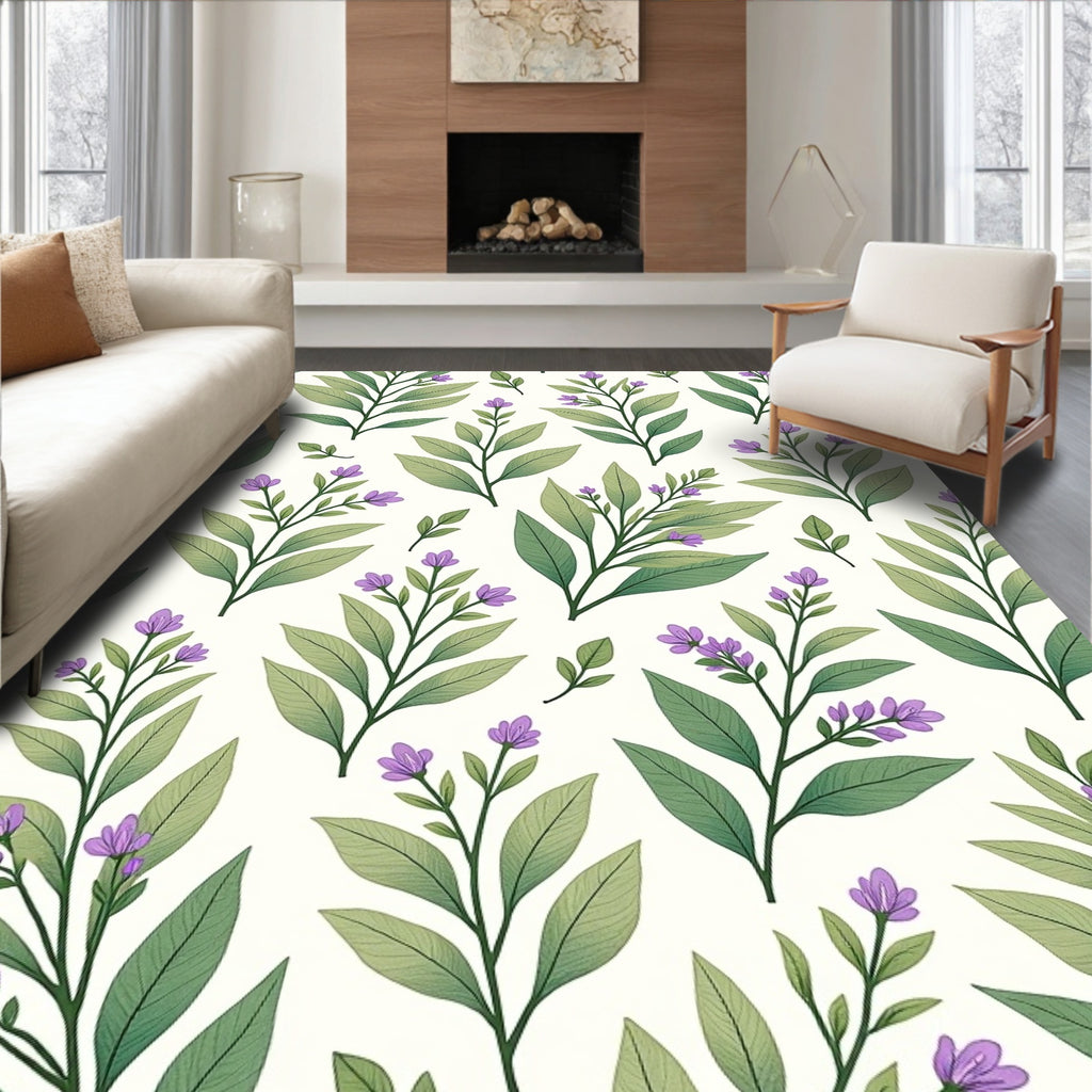 Botanical Floral Leaf Pattern Rug