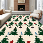 Evergreen Tree Holiday Floral Rug