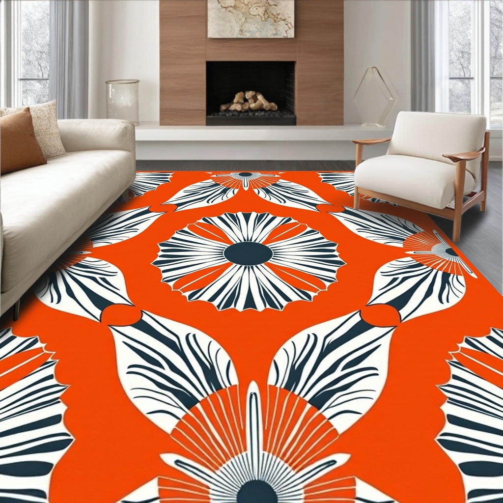 Bold Graphic Floral Pattern Rug