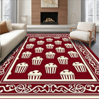 Sweet Cupcake Patterned Bordered Design Rug