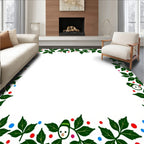 Whimsical green foliage with snowman accents Rug