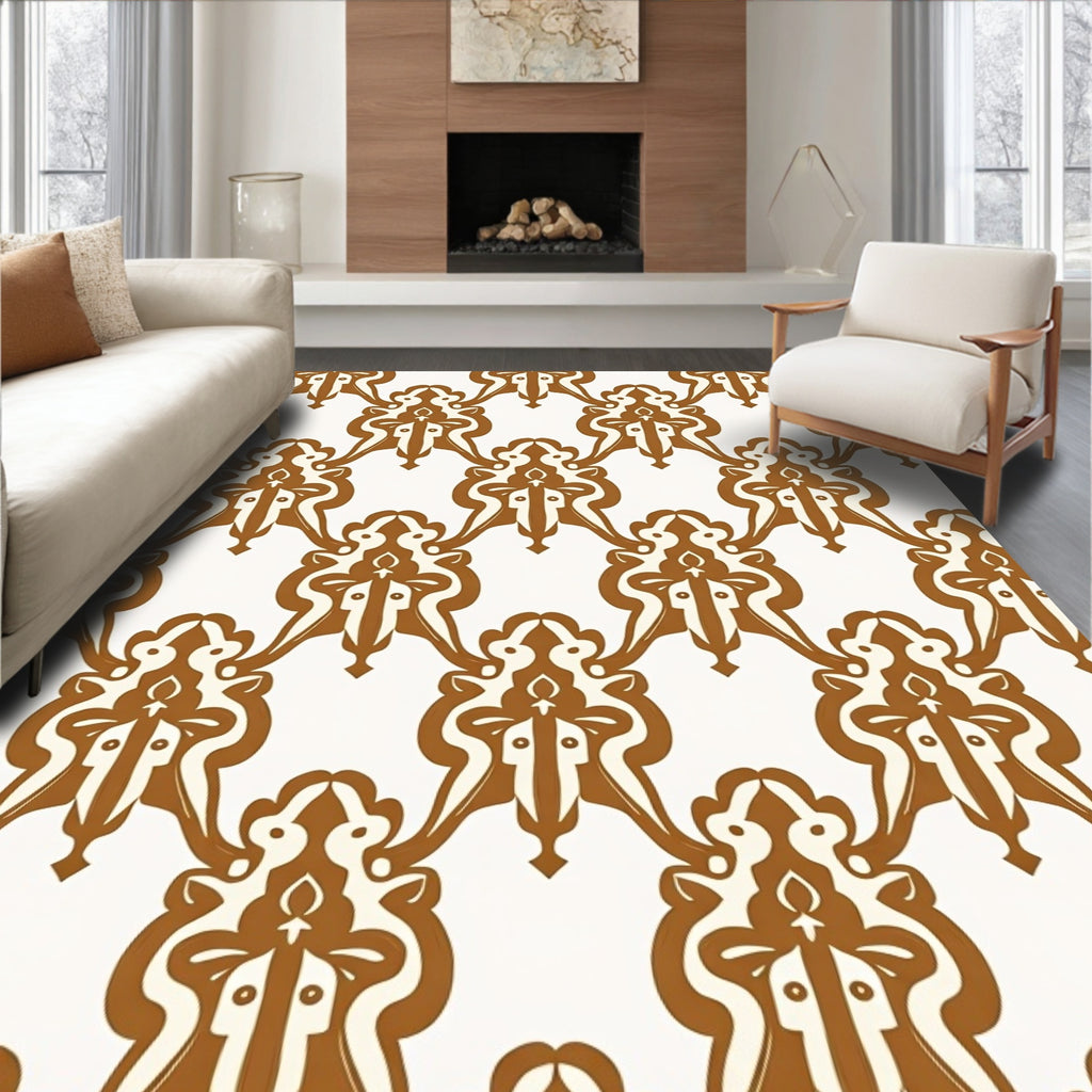 Elegant Floral Damask Pattern Rug