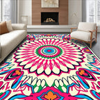Vibrant Pink Blue Mandala Rug