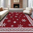 Snowflake Festive Border Design Rug