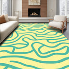 Aqua Lines On Yellow Background Rug