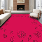 Pink Folk Flowers And Leaf Pattern Rug