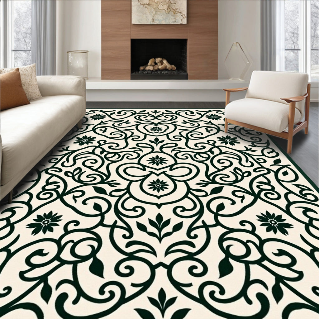 Ornate Floral Swirls Pattern Rug
