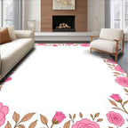 Pink Rose Floral Border Design Rug