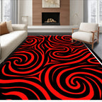 Bold Red Swirl Abstract Pattern Rug