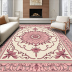 Pink Floral Medallion Decorative Rug
