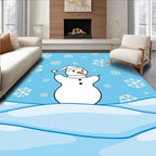 Blue Snowman Snowflake Wonder Rug