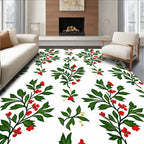 Classic Green Berry Branch Pattern Rug