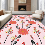 Coral Yellow Floral Sprig Design Rug