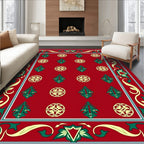 Classic Red Festive Tree Pattern Rug