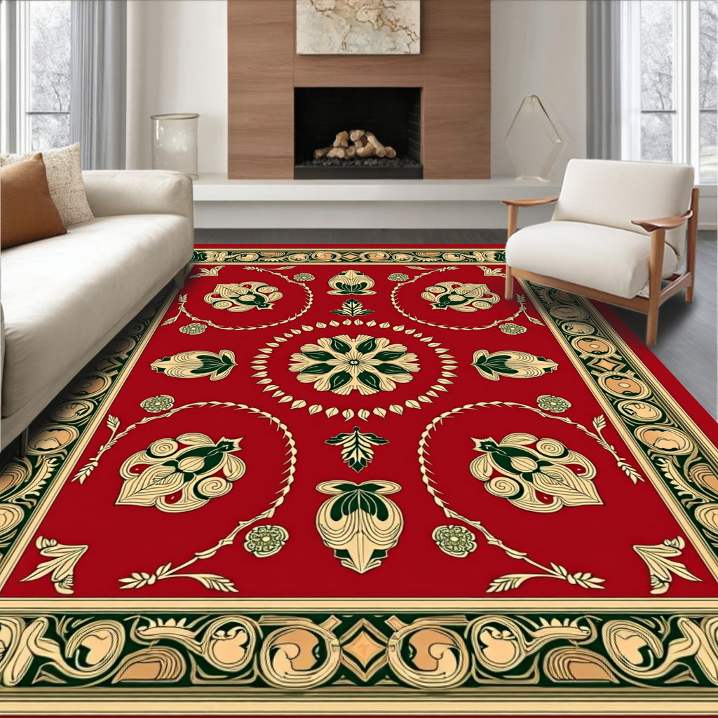 Ornate Floral Scrollwork Design Rug