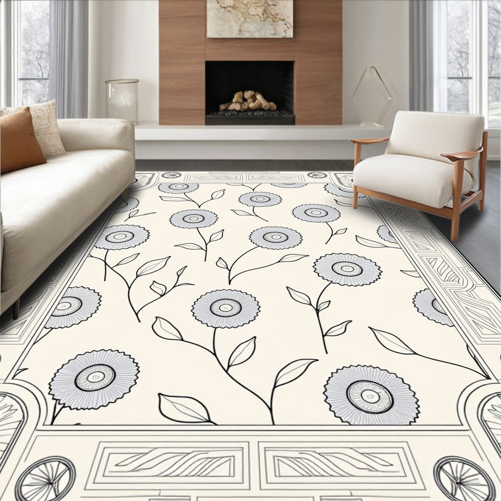 Delicate Floral Art Deco Pattern Rug